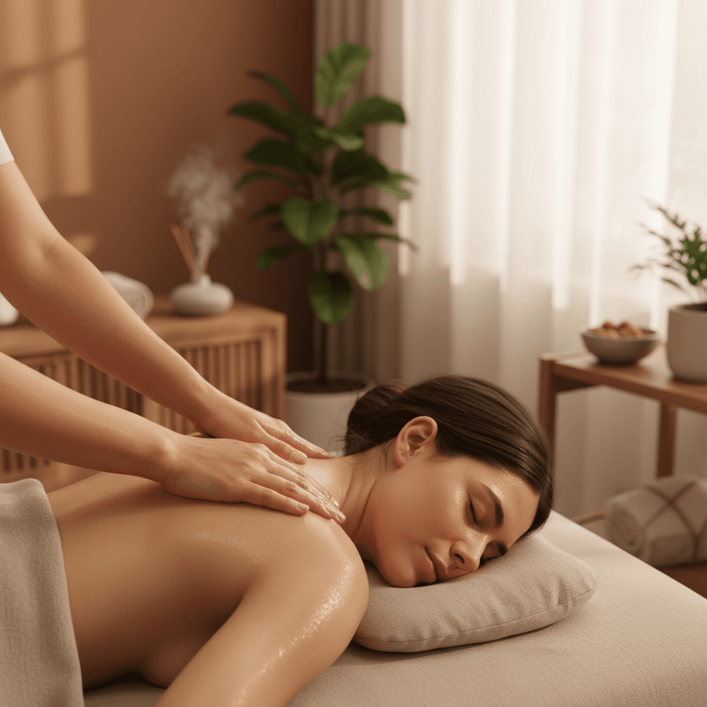 Recovery massage session in resort wellness lounge